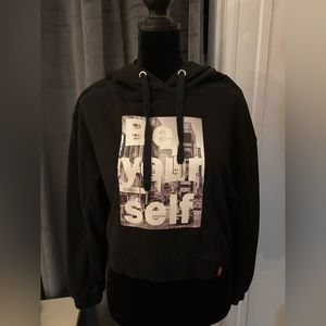 Graphic crop hoodie black S/USED